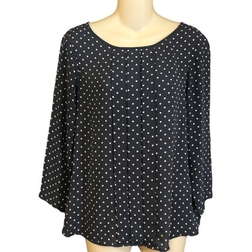LOFT Polka‎ Dot Pleated Front Top
